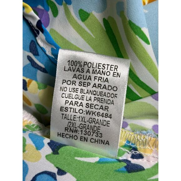 Umgee Colorful Floral Open Front Kimono Top Womens 1XL/2XL Blue Yellow Pink NEW - Picture 5 of 7